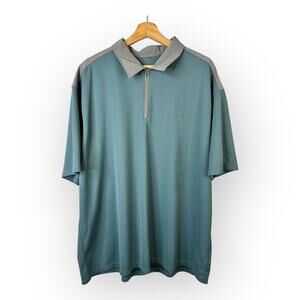 Columbia Mens size XXL Short Sleeve Zip Up Polo Shirt Blue Gray 110 am 6725